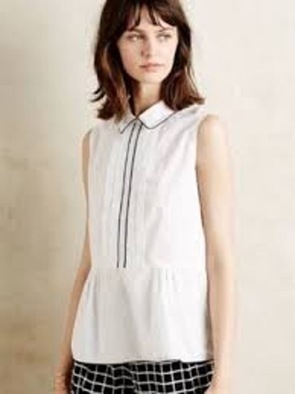 HD in Paris Anthropologie White w/Black Trim Peter Pan Collar Coquette Blouse XS
